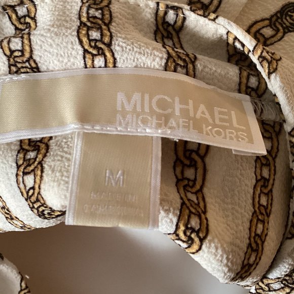 Host Pick! 🎉 Micheal Kors Cream Chain Link Blouse with Knotted Sleeves - Picture 4 of 4